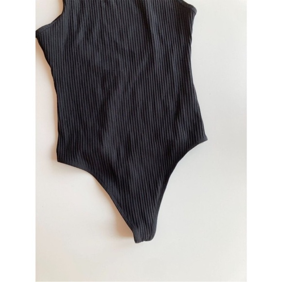 Aritzia WILFRED Annecy Black Ribbed Square Neck Thong Bodysuit, Size M - Picture 6 of 15